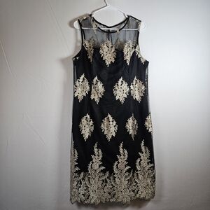 Studio One Elegant Black‎ and Gold Dress Size 16 Midi